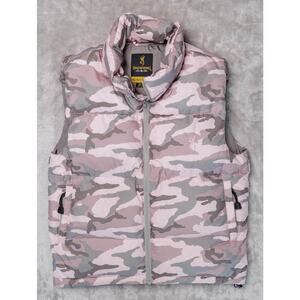 Browning Pink Camouflage Camo Goose Down Puffer Vest Womens Size XS